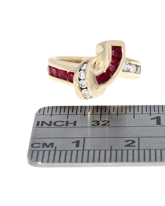 Charles Krypell Vintage Ruby and Diamond Crossover Ring